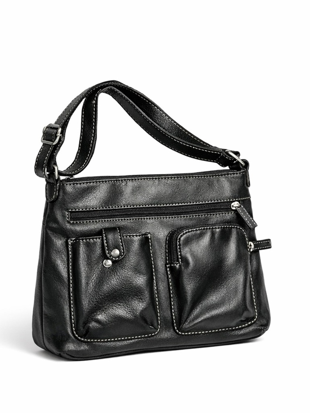 relic faux black leather crossbody purse